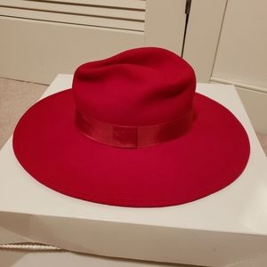 Red wide brim wool fedora